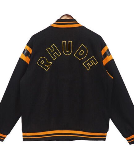 Rhude Varsity Lighting Bomber Jacket Black