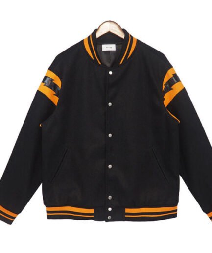 Rhude Varsity Lighting Bomber Jacket Black