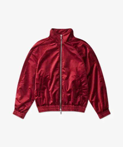 Rhude Velvet Track Jacket Maroon